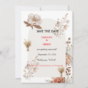 Neutral Boho Wedding Save The Date