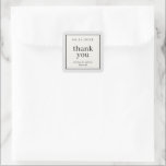 Neutral Border Simple Wedding Favour Square Sticker<br><div class="desc">Make a statement of understated elegance with this simple,  text-based wedding favour thank you sticker label featuring a subtle border of black and grey on neutral ecru. Use the customization option to change the colours and fonts to suit your wedding theme.</div>