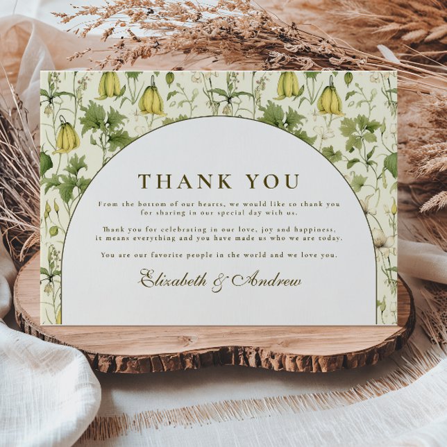 Neutral Botanical Arch Garden Wedding Thank You Card (Creator Uploaded)