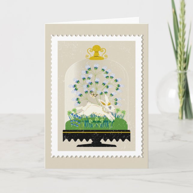 Neutral Botanical Bunny Rabbit All Occasion Note Card (Front)
