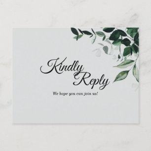 Neutral Botanical Wedding Response Postcard