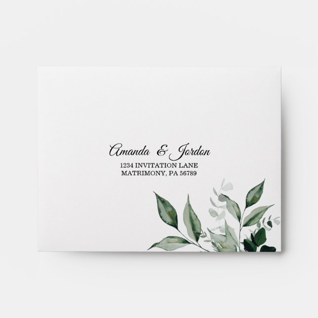 Neutral Botanical Wedding RSVP Envelope (Front)