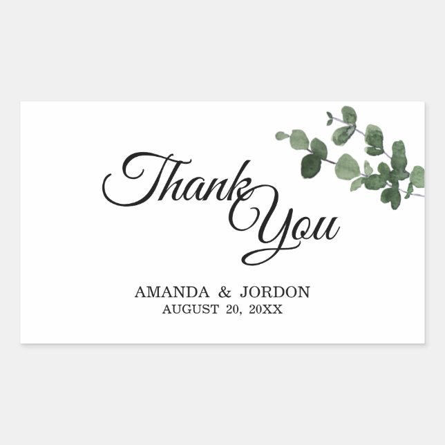 Neutral Botanical Wedding Thank You Sticker (Front)