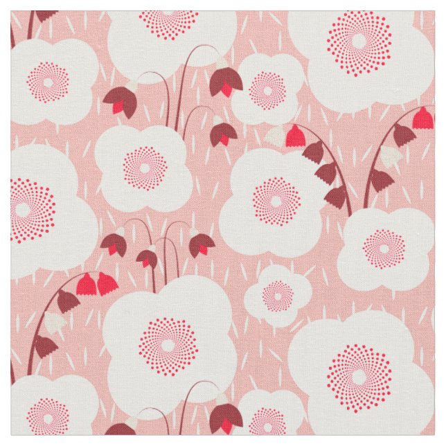 Neutral Botanicals - Poppies pink Fabric (Close Up)