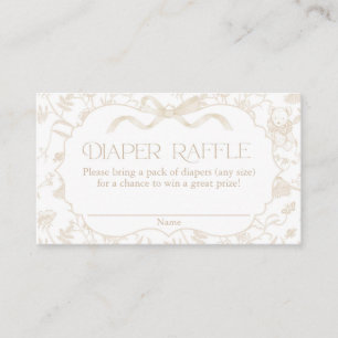 Neutral Bow Baby Shower Diaper Raffle Enclosure Card
