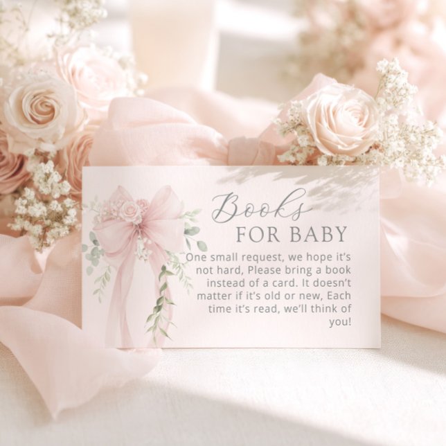 Neutral Bow Greenery Books for baby Enclosure Card (Creator Uploaded)