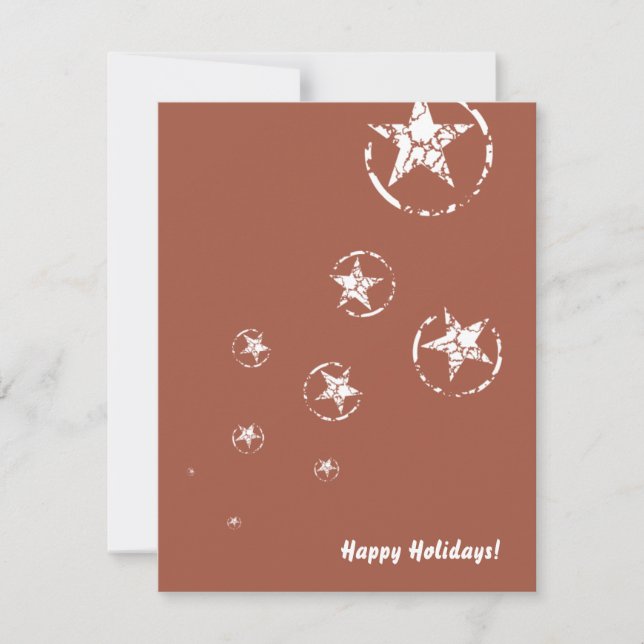 Neutral Brick Jagged Circle Stars Holiday Card (Front)