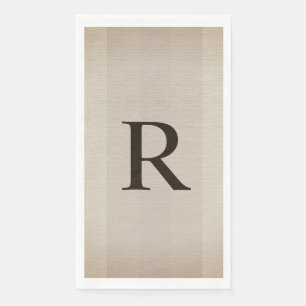 Neutral Brown and Tan Textured Monogrammed Napkin