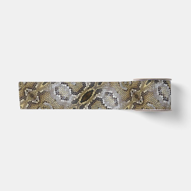 neutral brown beige animal print snake skin satin ribbon (Front)