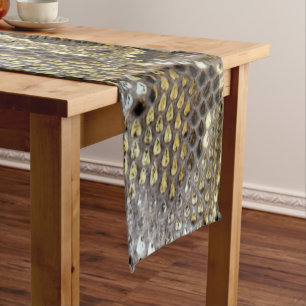 neutral brown beige animal print snake skin short table runner