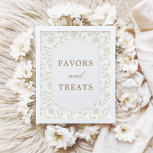 Neutral Brown Toile Horse Favours & Treats Sign