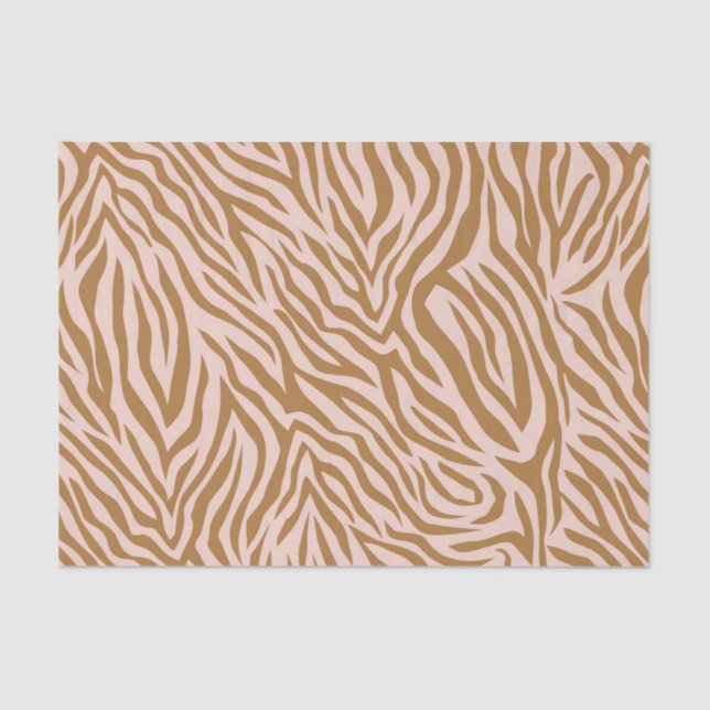 Neutral Brown Zebra Animal Stripe Decoupage Tissue Paper (Front)