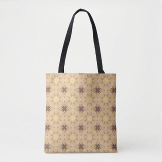 Neutral Browns Geometric Abstract Boho Sun Pattern Tote Bag