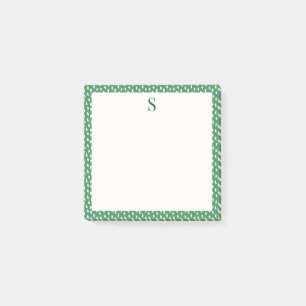 Neutral Brush Strokes Elegant Monogram Leafy Green Post-it Notes