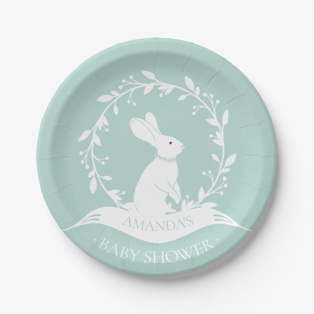 Neutral  Bunny  Baby Shower 7" Plate (Front)