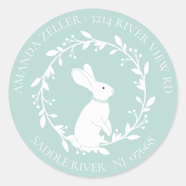 Neutral BUNNY Baby Shower Return Address Label (Front)