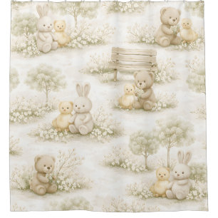 Neutral Bunny Bear Picnic Floral Garden (2)