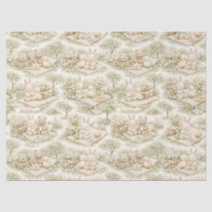Neutral Bunny Bear Picnic Floral Garden (3) Tissue Paper