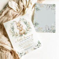 Neutral Bunny Rabbit Greenery Gold Baby Shower