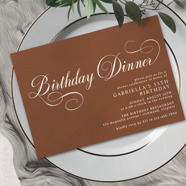 Neutral Burnt Orange Rust | Formal Birthday Dinner Invitation (Creator Uploaded)