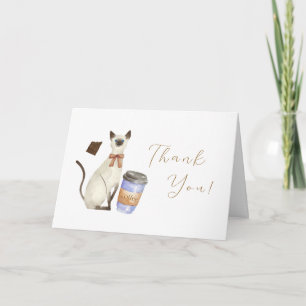 Neutral Café Bébé Cat Coffee  Baby shower Thank You Card