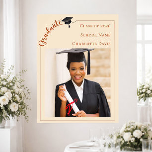 Neutral champagne photo modern Graduate welcome Poster