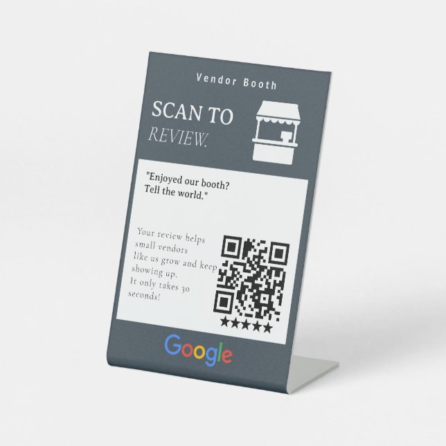 Neutral Charcoal Spa Review Us QR Code Sign (Front)
