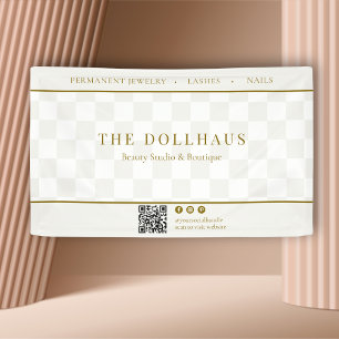 Neutral Chequerboard Business QR Event Display Banner