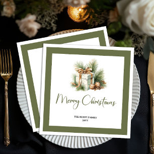 Neutral Christmas Gift Personalized Family Napkins