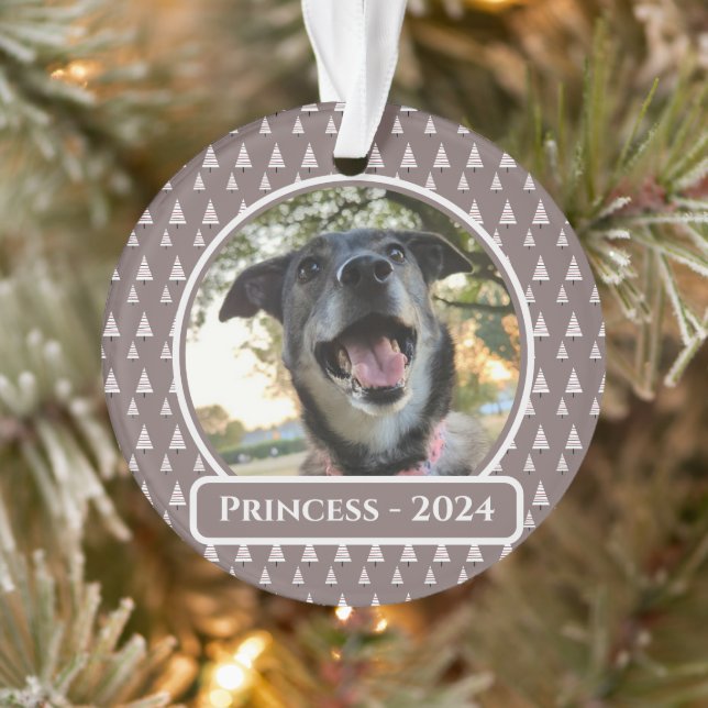 Neutral Christmas Tree Dog Photo Christmas Ornament (Tree)