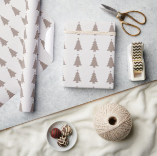 Neutral Christmas Trees Minimalist Wrapping Paper