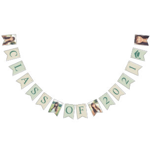 Neutral Class of 2021 Graduation Photo Template Bunting Flags
