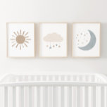 Neutral Cloud Moon Sun Boy Nursery Decor<br><div class="desc">Brighten up your little one's space these matching moon,  cloud,  and sun nursery prints.</div>