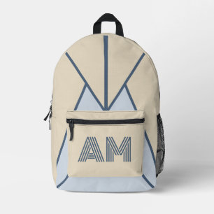 Neutral Coastal Flax Blue Monogram Backpack