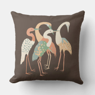 Neutral Color Pop Art Cranes Outdoor Pillow