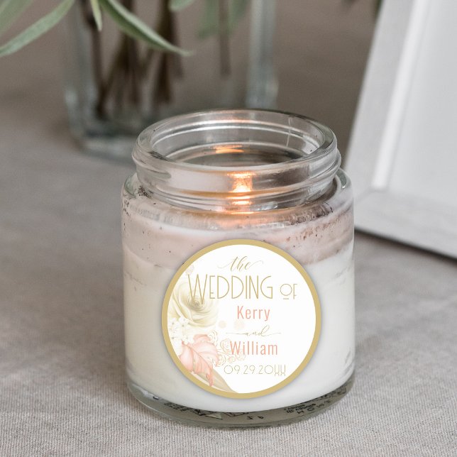 Neutral Colors Elegant Wedding Classic Round Sticker (Creator Uploaded)