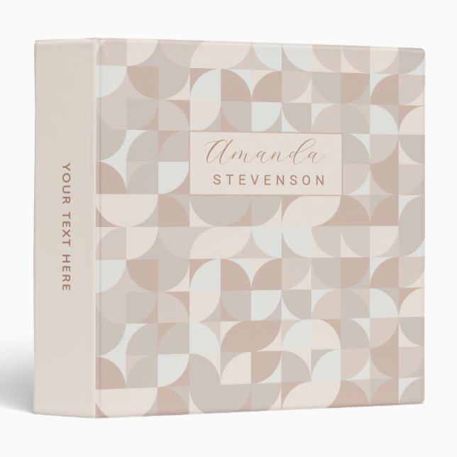 Neutral colour geometric pattern II 3 Ring Binder (Front/Spine)