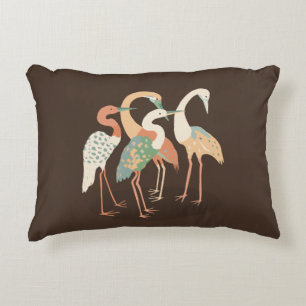 Neutral Colour Pop Art Cranes Accent Pillow