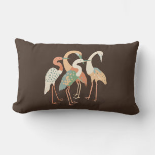 Neutral Colour Pop Art Cranes   Lumbar Pillow