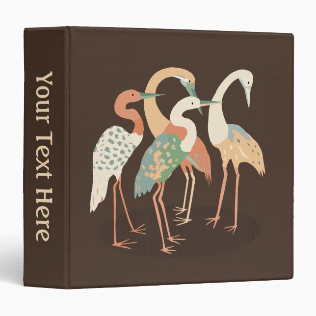 Neutral Colour Pop Art Cranes Personal Binder (Front/Spine)