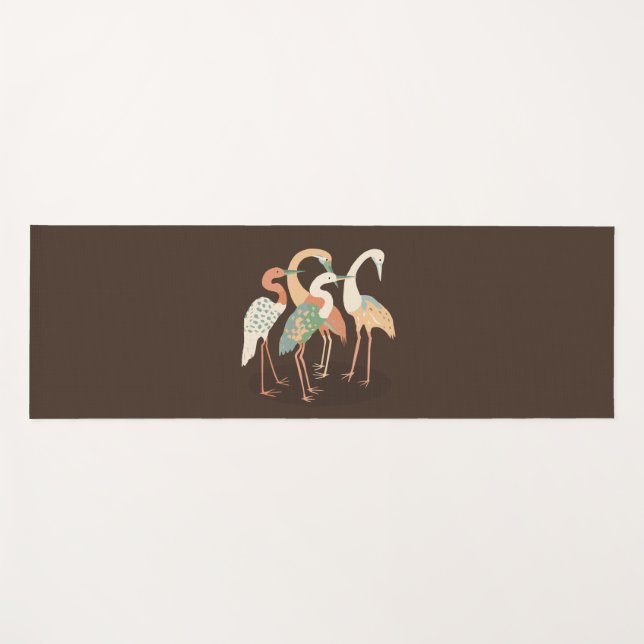Neutral Colour Pop Art Cranes Solid Brown Side Yoga Mat (Front (Horizontal))