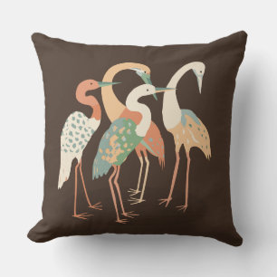 Neutral Colour Pop Art Cranes Throw Pillow