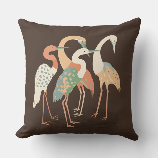 Neutral Colour Pop Art Cranes   Throw Pillow (Front)