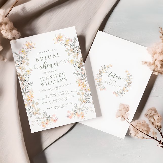 Neutral Colour Wildflower Wreath Bridal Shower Invitation (Creator Uploaded)