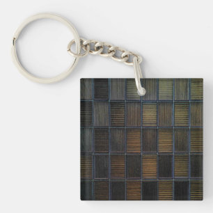 Neutral Coloured Block Corduroy Look Keychain