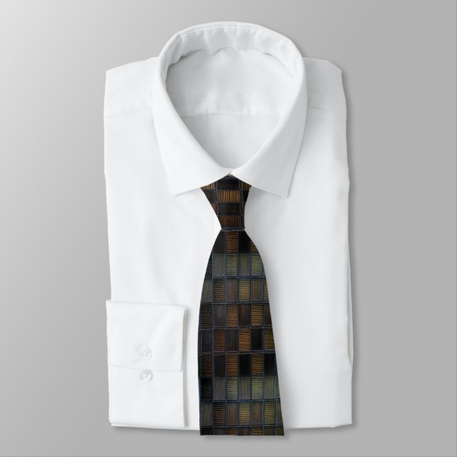 Neutral Coloured Block Corduroy Look Tie (Tied)