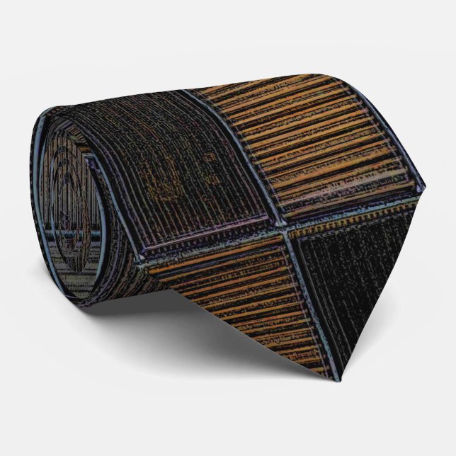 Neutral Coloured Block Corduroy Look Tie (Rolled)