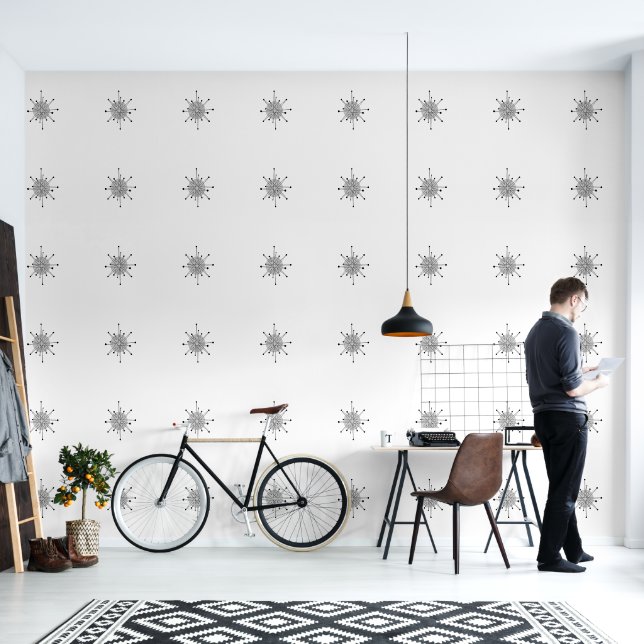 Neutral Colours Mid-Century Modern Atomic MCM Wallpaper (Living Room)