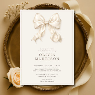 Neutral Coquette Bow Bridal Shower Invitation