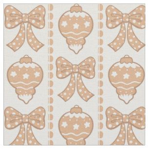 Neutral Coquette Christmas Bow Girly Boho Beige Fabric